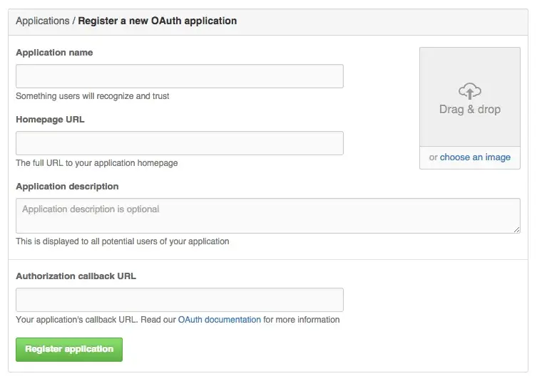在 Github 上创建新的应用程序