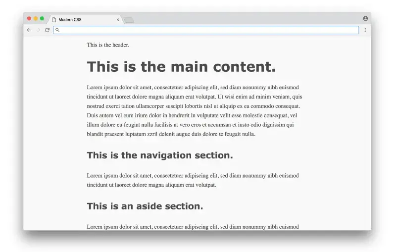 Example webpage with basic typography styling
