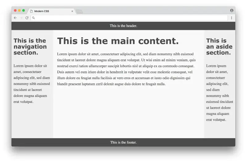 Example website with flexbox based layout